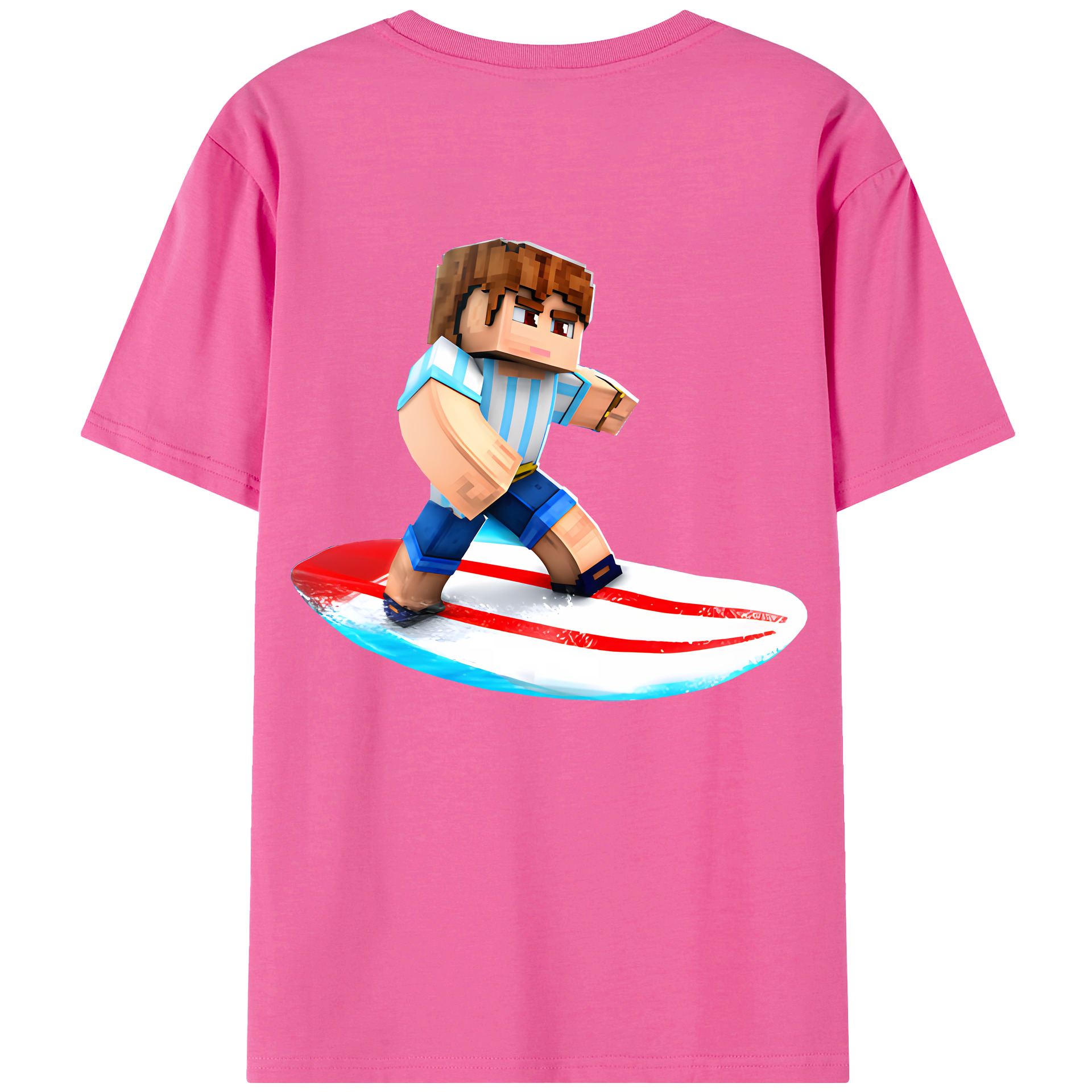 （画像用） マインクラフト ブロックの世界 Minecraft MC Block world レディース半袖Tシャツ(バックプリント)